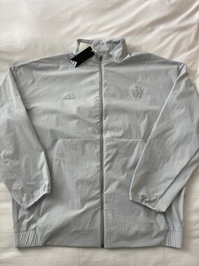 Adidas x Patrick Mahomes ZNE Men's Light Gray Zip Windbreaker Jacket